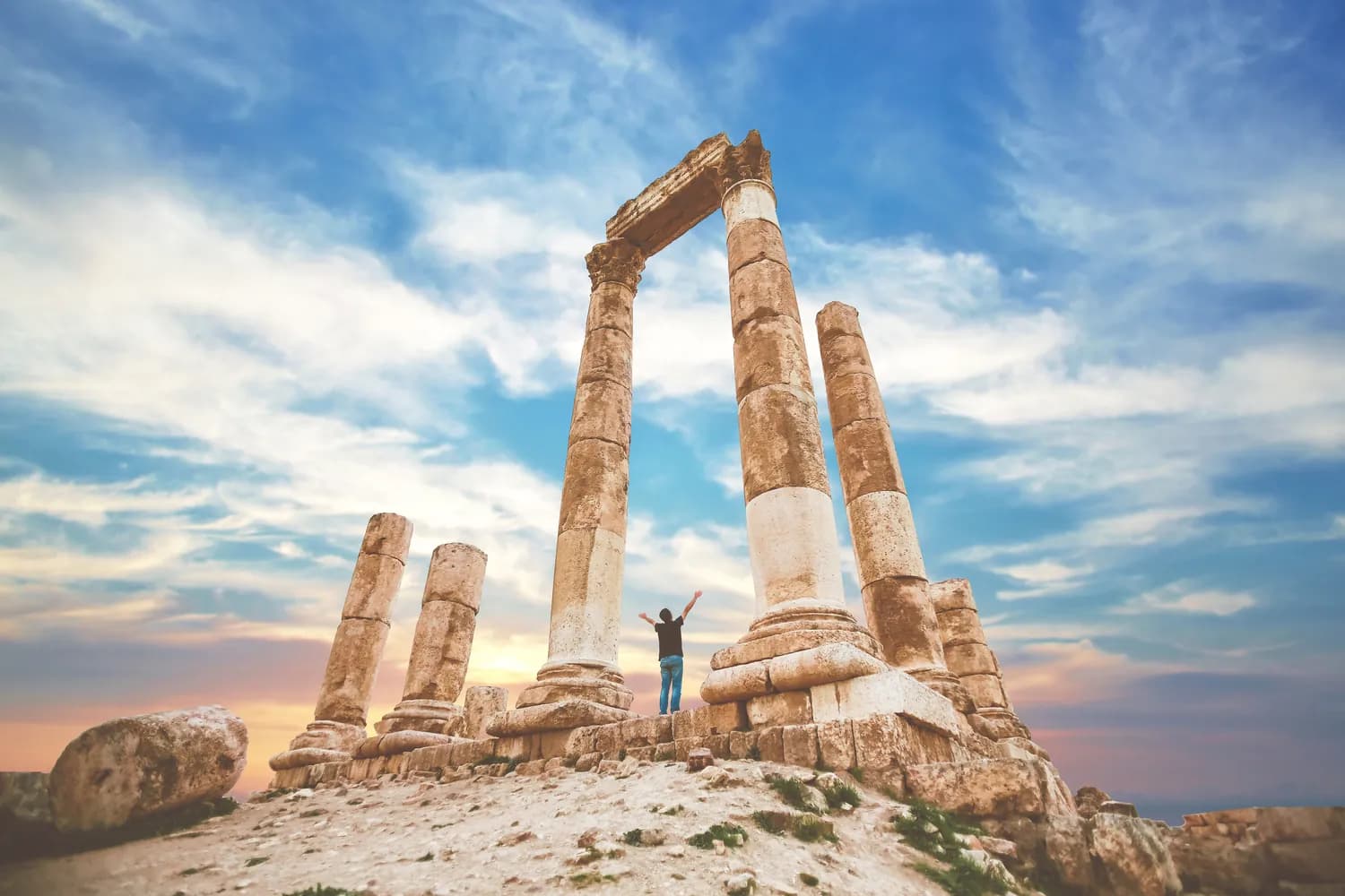 Temple of Hercules columns at the Amman Citadel in Jordan