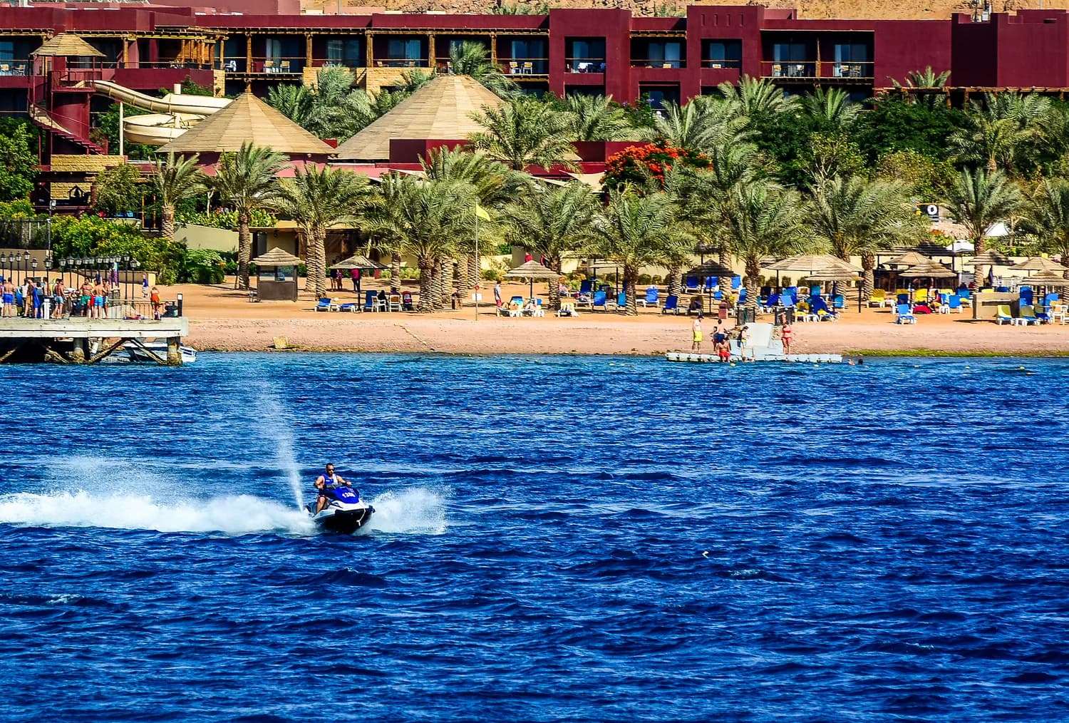 Red Sea waterfront and water sports in Aqaba, Jordan