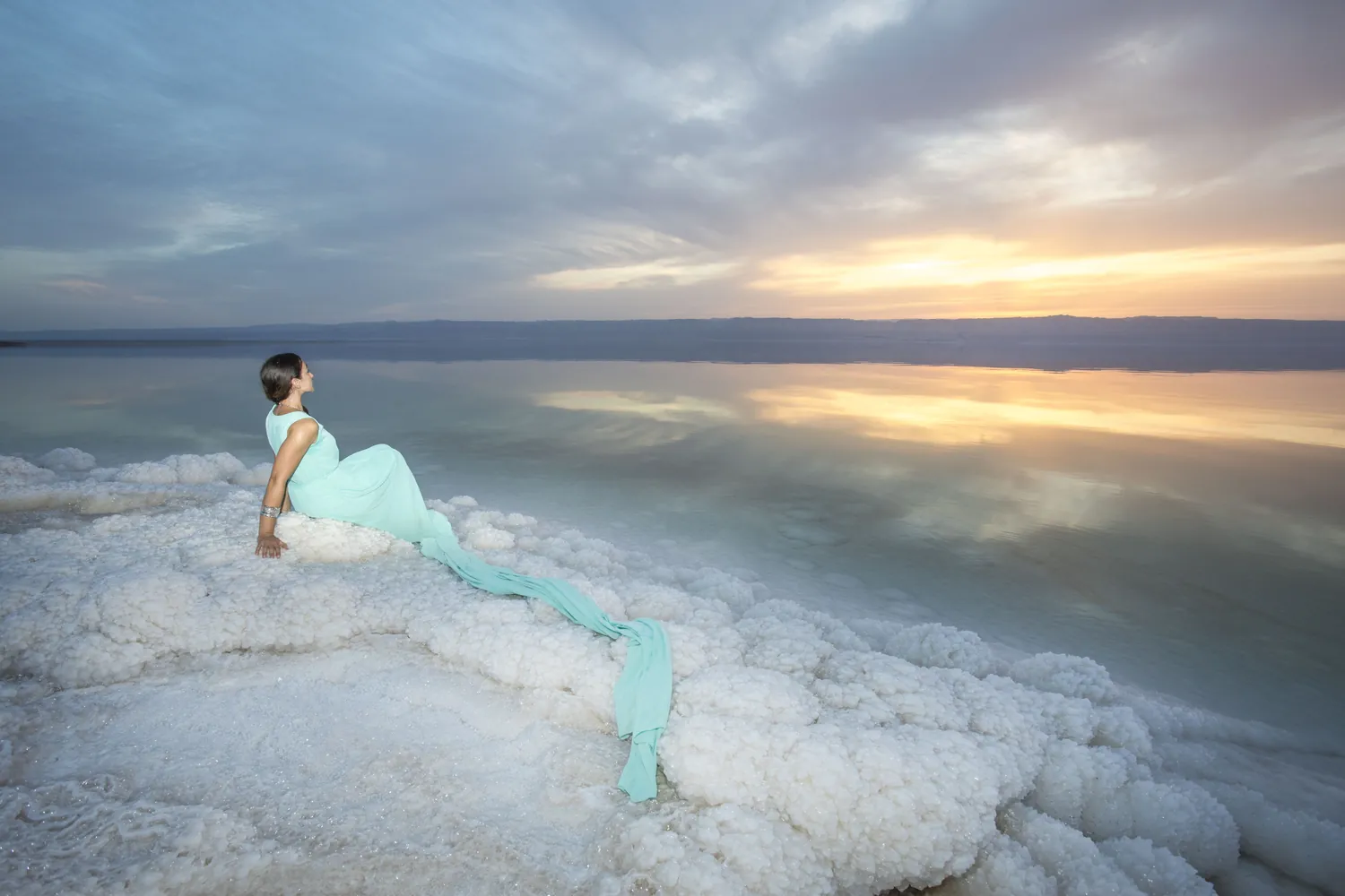 Salt formations along the Dead Sea shore in Jordan