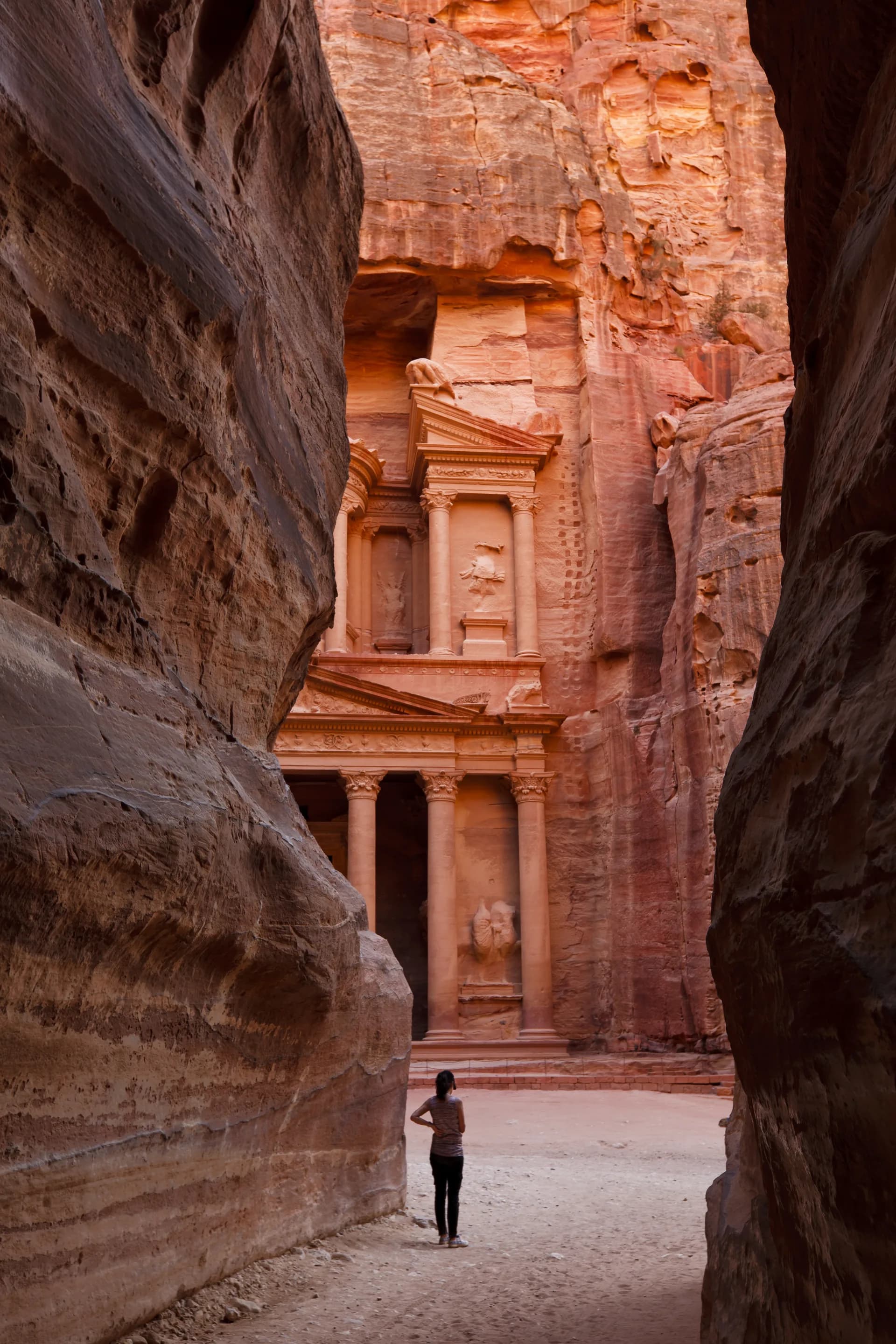 The Treasury framed by the Siq in Petra, Jordan